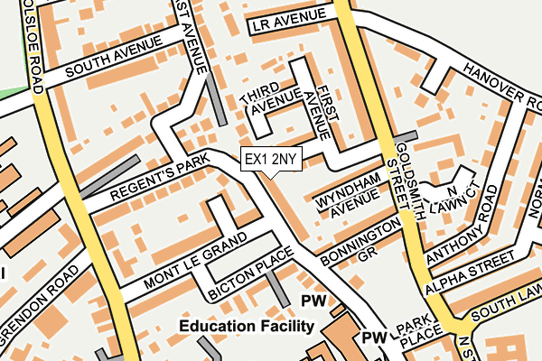 EX1 2NY map - OS OpenMap – Local (Ordnance Survey)