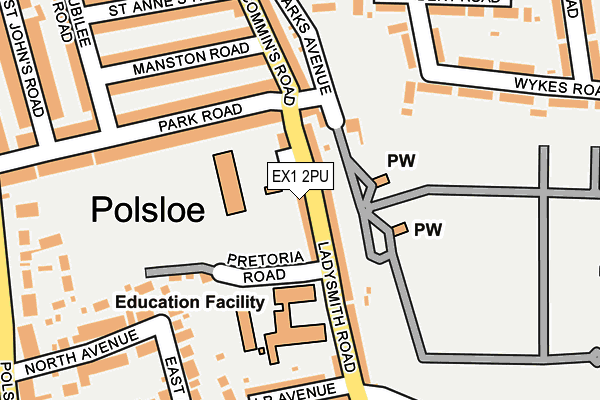 EX1 2PU map - OS OpenMap – Local (Ordnance Survey)