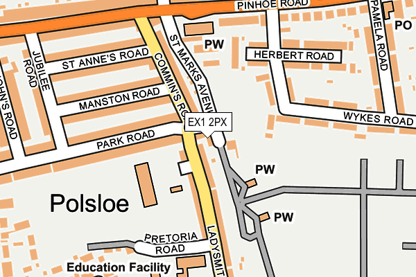 EX1 2PX map - OS OpenMap – Local (Ordnance Survey)