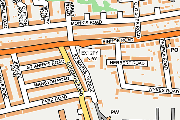 EX1 2PY map - OS OpenMap – Local (Ordnance Survey)
