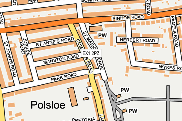 EX1 2PZ map - OS OpenMap – Local (Ordnance Survey)