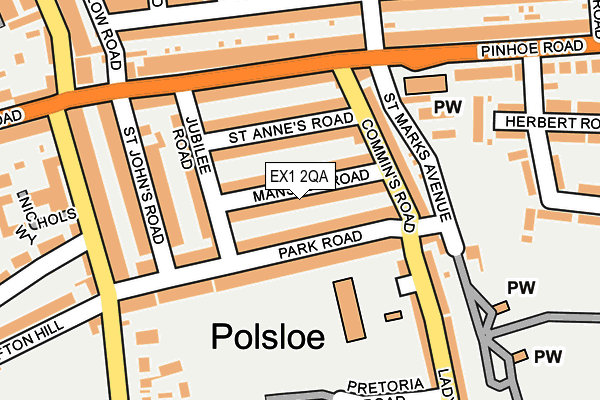 EX1 2QA map - OS OpenMap – Local (Ordnance Survey)