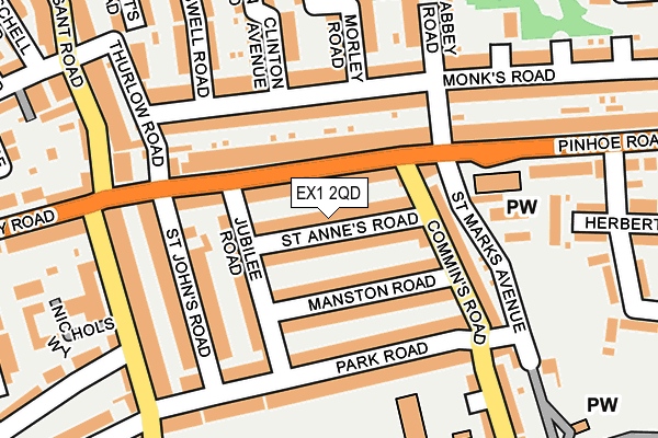 EX1 2QD map - OS OpenMap – Local (Ordnance Survey)