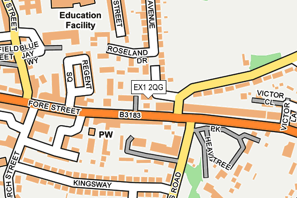 EX1 2QG map - OS OpenMap – Local (Ordnance Survey)