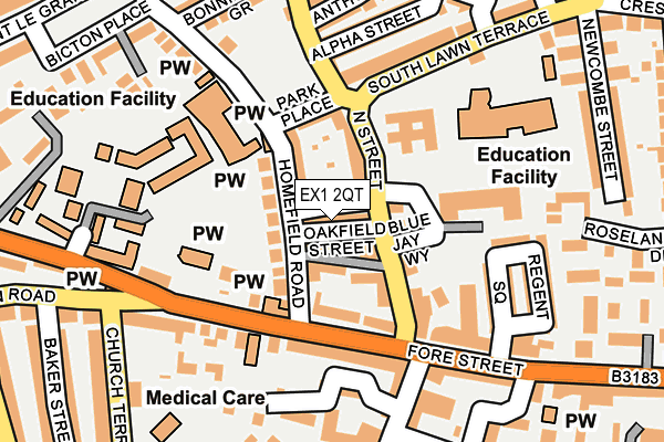 EX1 2QT map - OS OpenMap – Local (Ordnance Survey)