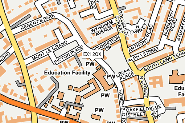 EX1 2QX map - OS OpenMap – Local (Ordnance Survey)