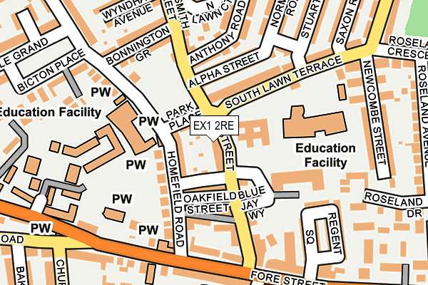 EX1 2RE map - OS OpenMap – Local (Ordnance Survey)