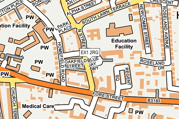 EX1 2RG map - OS OpenMap – Local (Ordnance Survey)