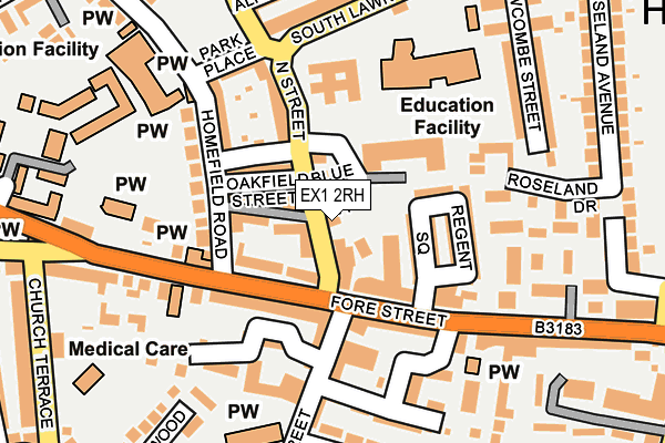 Map of HEAVITREE OSTEOPATHS LIMITED at local scale