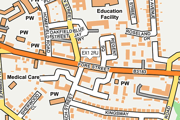 EX1 2RJ map - OS OpenMap – Local (Ordnance Survey)
