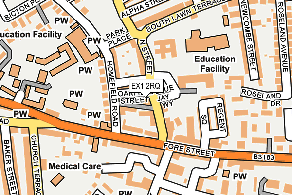 EX1 2RQ map - OS OpenMap – Local (Ordnance Survey)