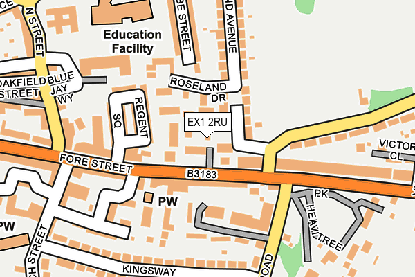 EX1 2RU map - OS OpenMap – Local (Ordnance Survey)
