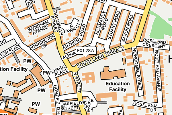 EX1 2SW map - OS OpenMap – Local (Ordnance Survey)