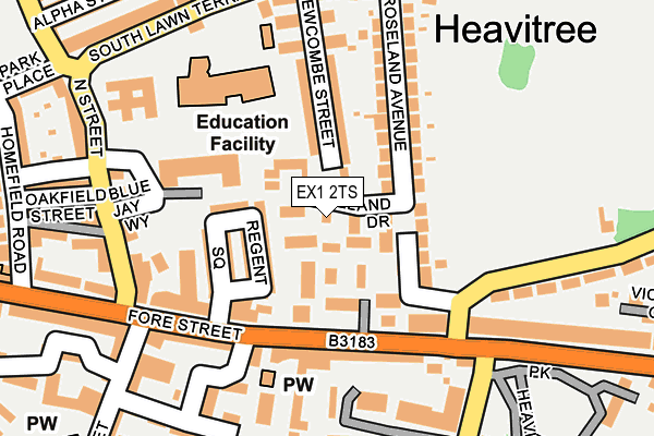 EX1 2TS map - OS OpenMap – Local (Ordnance Survey)