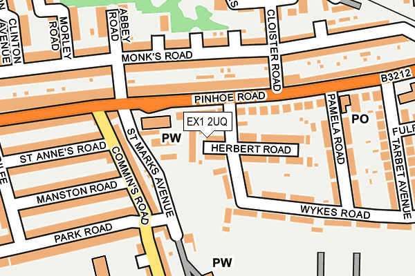 EX1 2UQ map - OS OpenMap – Local (Ordnance Survey)