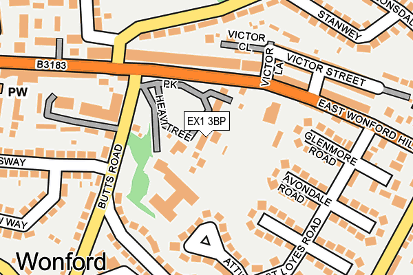 EX1 3BP map - OS OpenMap – Local (Ordnance Survey)