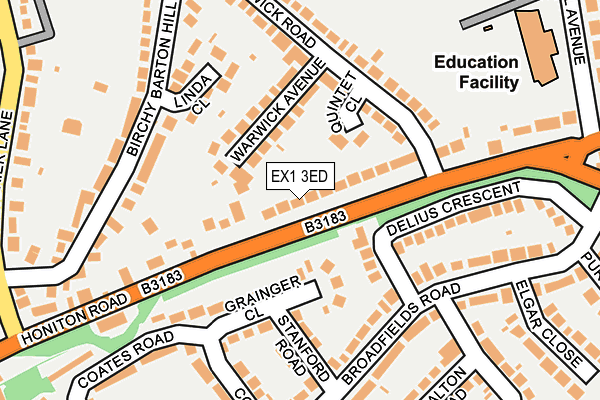 EX1 3ED map - OS OpenMap – Local (Ordnance Survey)