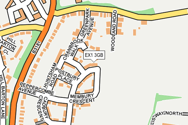 EX1 3GB map - OS OpenMap – Local (Ordnance Survey)