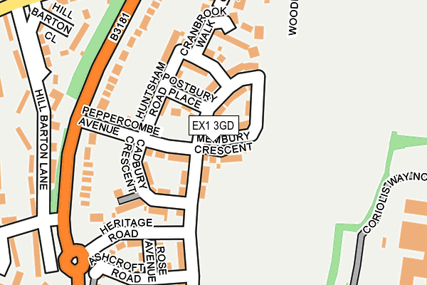 EX1 3GD map - OS OpenMap – Local (Ordnance Survey)