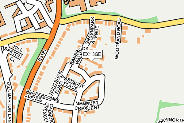 EX1 3GE map - OS OpenMap – Local (Ordnance Survey)