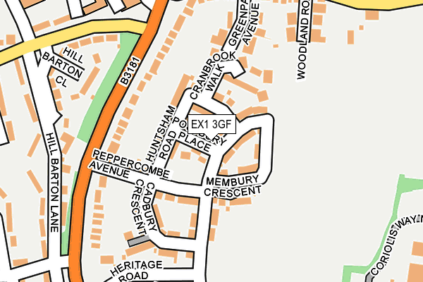 EX1 3GF map - OS OpenMap – Local (Ordnance Survey)