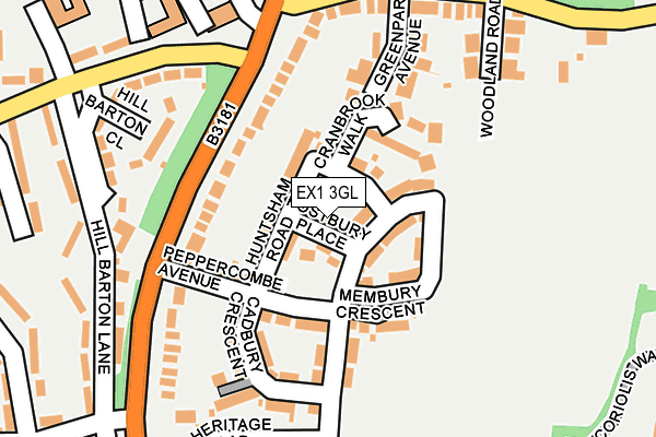 EX1 3GL map - OS OpenMap – Local (Ordnance Survey)