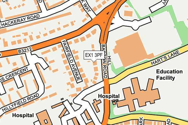 EX1 3PF map - OS OpenMap – Local (Ordnance Survey)