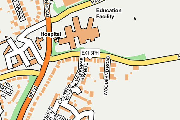 EX1 3PH map - OS OpenMap – Local (Ordnance Survey)