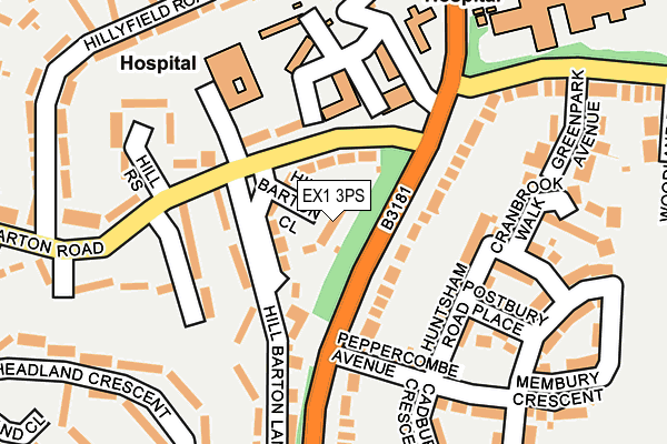 EX1 3PS map - OS OpenMap – Local (Ordnance Survey)