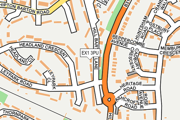 EX1 3PU map - OS OpenMap – Local (Ordnance Survey)