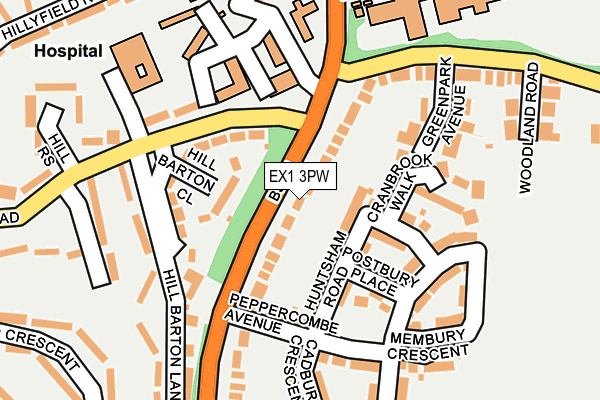 EX1 3PW map - OS OpenMap – Local (Ordnance Survey)