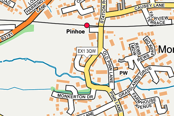 EX1 3QW map - OS OpenMap – Local (Ordnance Survey)