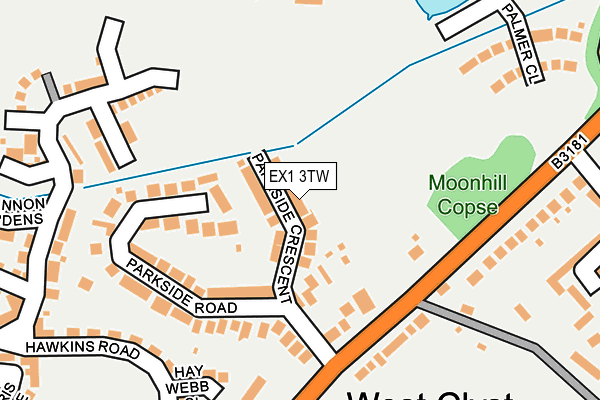 EX1 3TW map - OS OpenMap – Local (Ordnance Survey)