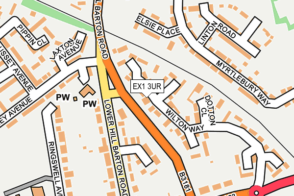 EX1 3UR map - OS OpenMap – Local (Ordnance Survey)
