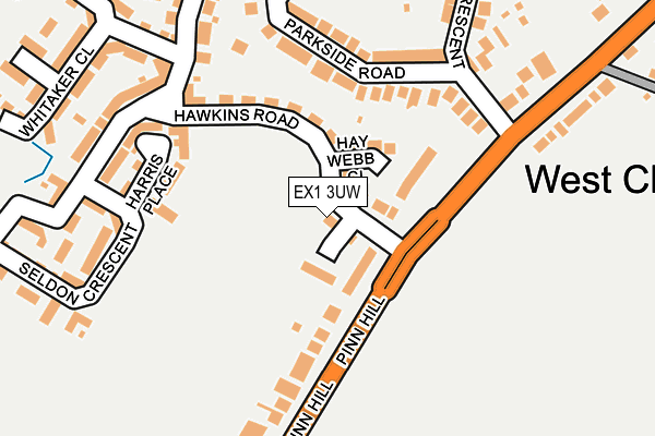 EX1 3UW map - OS OpenMap – Local (Ordnance Survey)