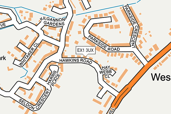 EX1 3UX map - OS OpenMap – Local (Ordnance Survey)