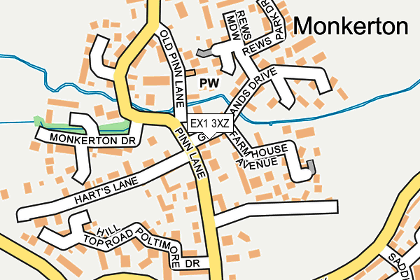 EX1 3XZ map - OS OpenMap – Local (Ordnance Survey)