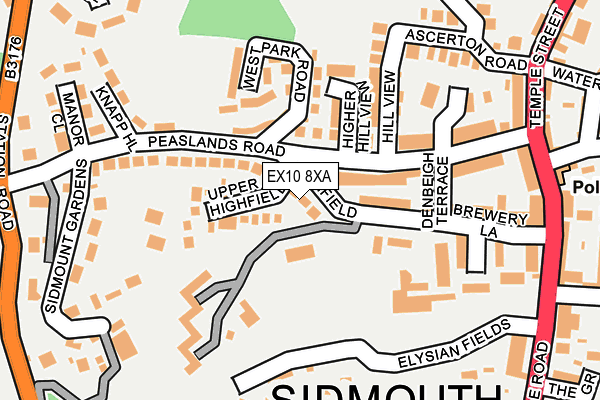 EX10 8XA map - OS OpenMap – Local (Ordnance Survey)