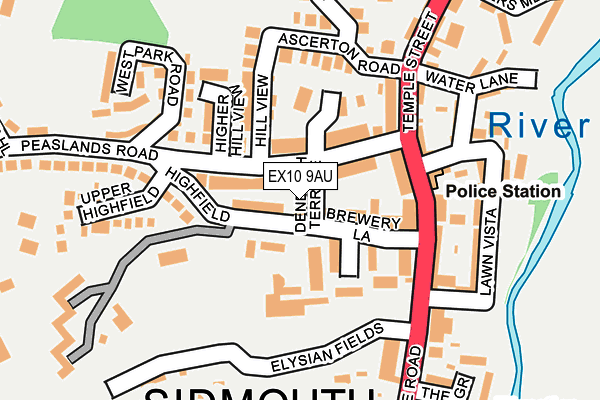 EX10 9AU map - OS OpenMap – Local (Ordnance Survey)