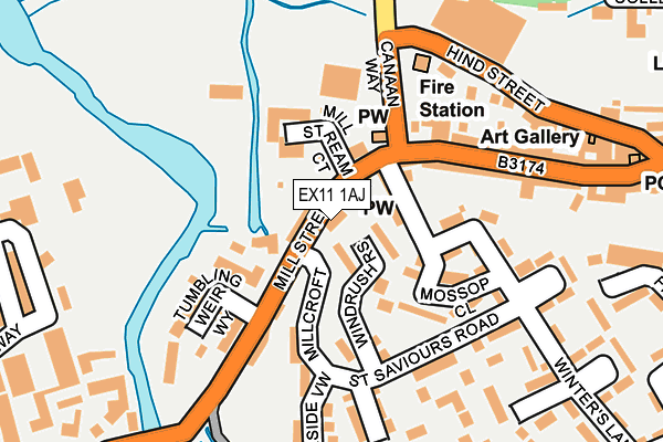 EX11 1AJ map - OS OpenMap – Local (Ordnance Survey)