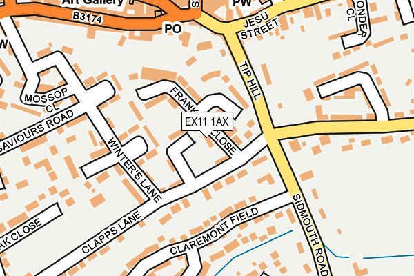 EX11 1AX map - OS OpenMap – Local (Ordnance Survey)