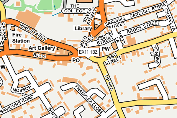 EX11 1BZ map - OS OpenMap – Local (Ordnance Survey)