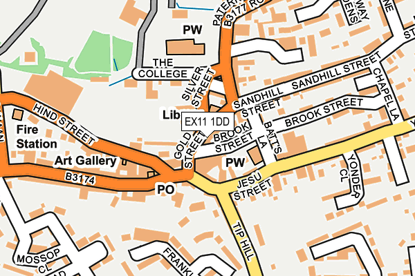 EX11 1DD map - OS OpenMap – Local (Ordnance Survey)