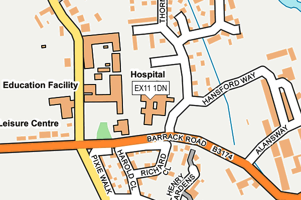 EX11 1DN map - OS OpenMap – Local (Ordnance Survey)