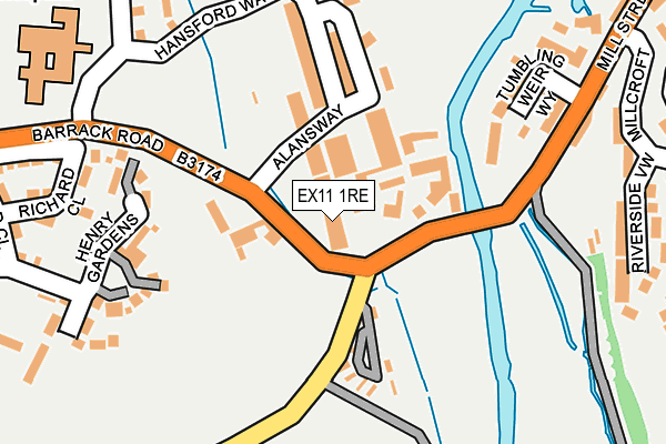 EX11 1RE map - OS OpenMap – Local (Ordnance Survey)