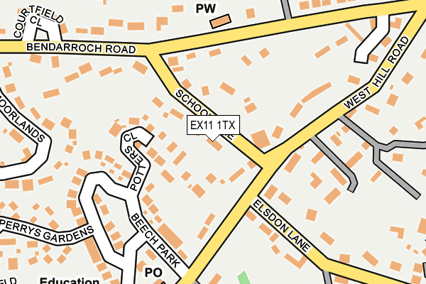 EX11 1TX map - OS OpenMap – Local (Ordnance Survey)