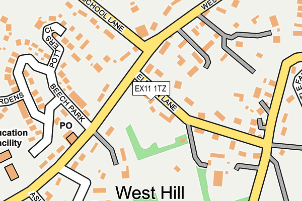 EX11 1TZ map - OS OpenMap – Local (Ordnance Survey)