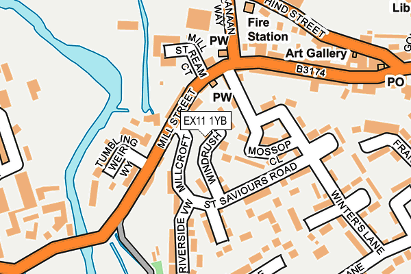 EX11 1YB map - OS OpenMap – Local (Ordnance Survey)