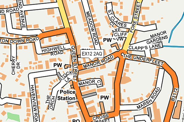 EX12 2AQ map - OS OpenMap – Local (Ordnance Survey)