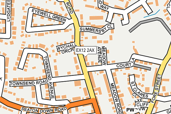 EX12 2AX map - OS OpenMap – Local (Ordnance Survey)